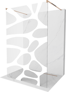 Mexen Kioto свободностояща душ стена 100 x 200 см, бяла вълна 8 мм, розово злато - 800-100-002-60-97