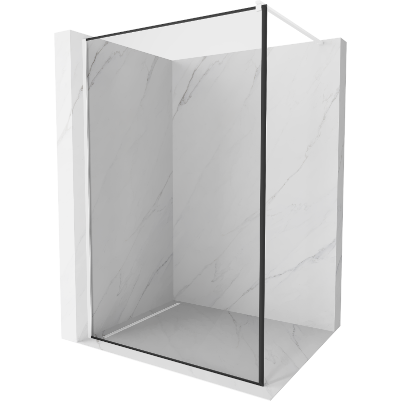 Киото стена за душ Walk-in 110 x 200 cm, черна рамка 8 mm, бяла - 800-110-101-20-70