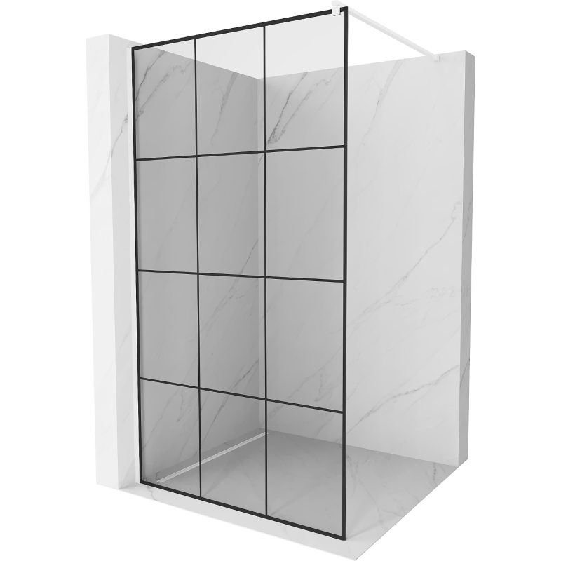 Mexen Kioto душ кабина Walk-in 120 x 200 см, черен модел 8 мм, бял - 800-120-101-20-77