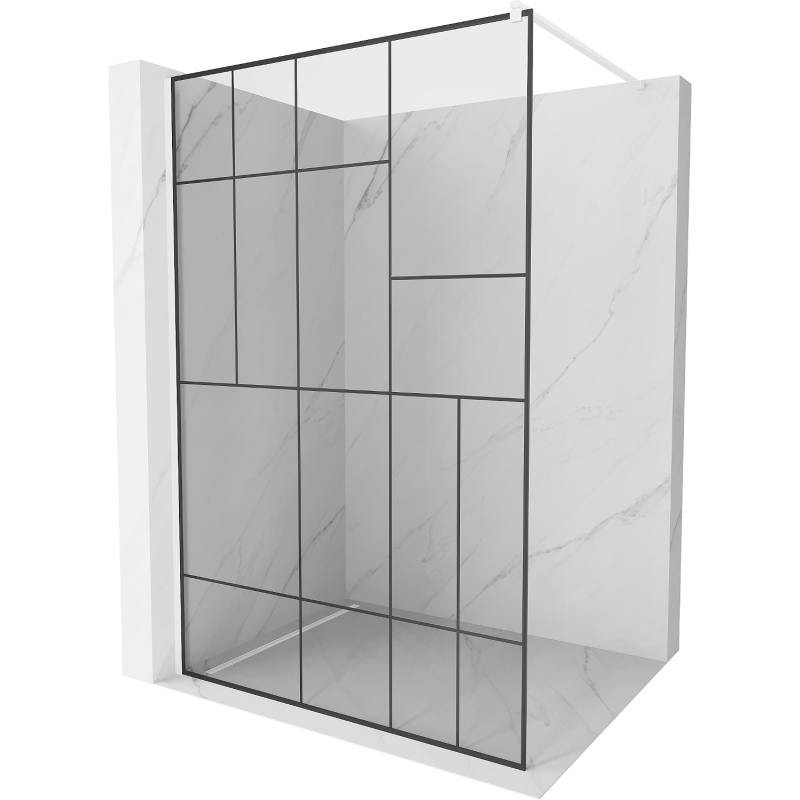 Mexen Kioto стена за душ Walk-in 90 x 200 см, черен шаблон 8 мм, бял - 800-090-101-20-78