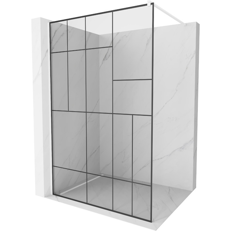 Mexen Kioto преграда за душ Walk-in 100 x 200 cm, черен модел 8 мм, бял - 800-100-101-20-78