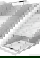 Mexen Apia плъзгаща душ кабина 100 x 100 см, бели ивици, хром + тава Flat - 840-100-100-01-20-4010