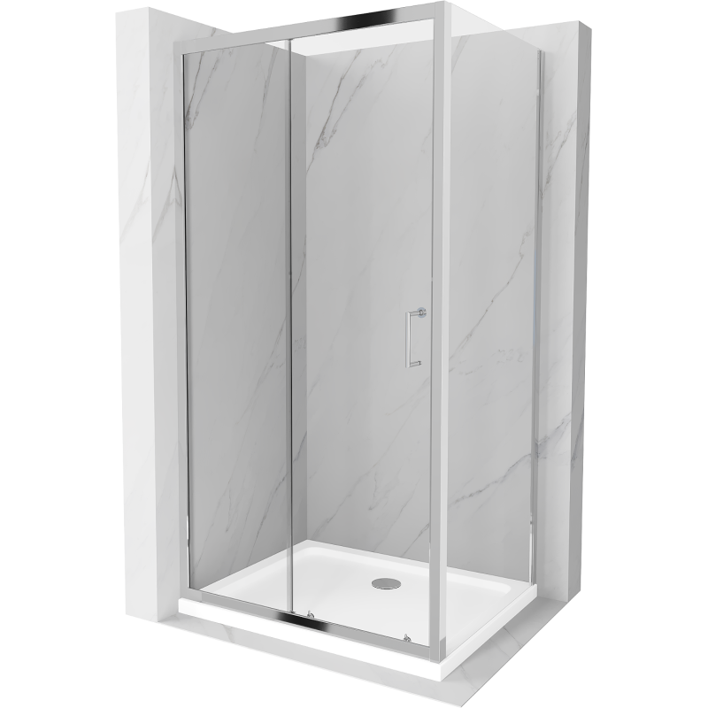 Mexen Apia душ кабина с плъзгащи се врати 90 x 70 см, прозрачна, хром + подложка Flat - 840-090-070-01-00-4010