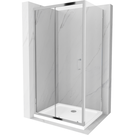 Mexen Apia душ кабина с плъзгащи се врати 90 x 70 см, прозрачна, хром + подложка Flat - 840-090-070-01-00-4010