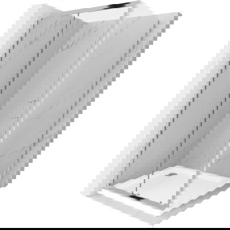 Mexen Apia плъзгаща се душ кабина 90 x 90 cm, прозрачна, хром + поддушово корито Flat - 840-090-090-01-00-4010