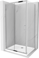 Mexen Apia душ кабина плъзгаща 120 x 80 см, прозрачна, хром + поддушова база Flat - 840-120-080-01-00-4010