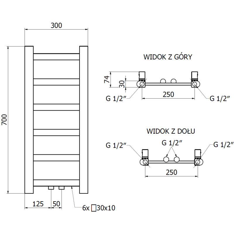 Mexen Bolt баня радиатор 700 x 300 мм, 141 W, антрацит - W126-0700-300-00-66