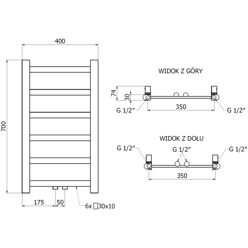 Mexen Bolt Радиатор за баня 700 x 400 мм, 165 W, антрацит - W126-0700-400-00-66