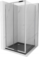 Mexen Apia разтегателна душ кабина 100 x 100 см, прозрачна, хром + тава Flat, черна