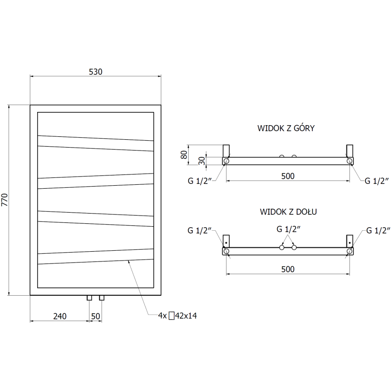 Mexen Zoom декораторски радиатор за баня 770 x 530 mm, 275 W, бял - W130-0770-530-00-20