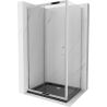 Mexen Apia душ кабина разтегляща 120 x 90 см, прозрачен, хром + подложка Flat, черна - 840-120-090-01-00-4070