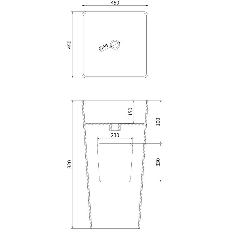 Mexen Adora самостоятелна мивка от конгломерат 45 x 45 см, бяла мат - 26564500