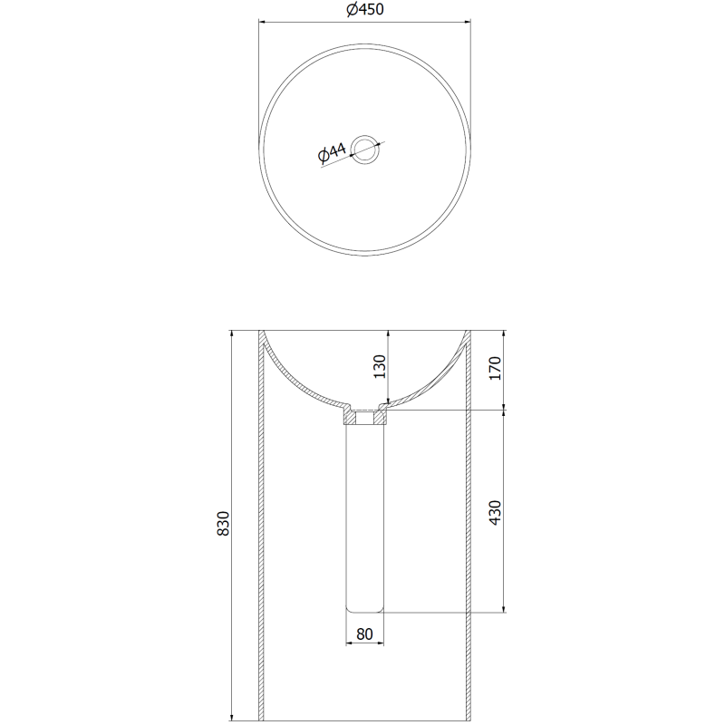 Mexen Ajax-01 свободностояща мивка от конгломерат 45 x 45 см, бяла мат - 26504500