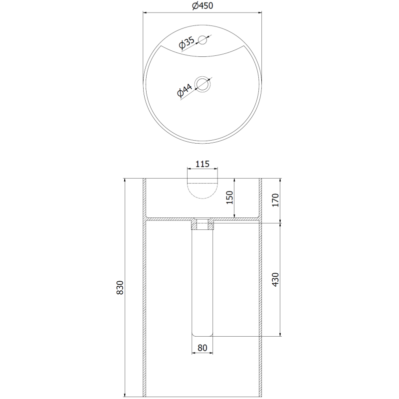 Mexen Ajax-02 свободностояща мивка от конгломерат 45 x 45 см, бяла мат - 26514500