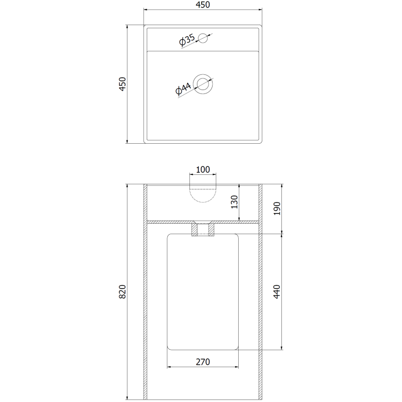 Mexen Belen конгломератна свободностояща мивка 45 x 45 cm, бяла мат - 26604500