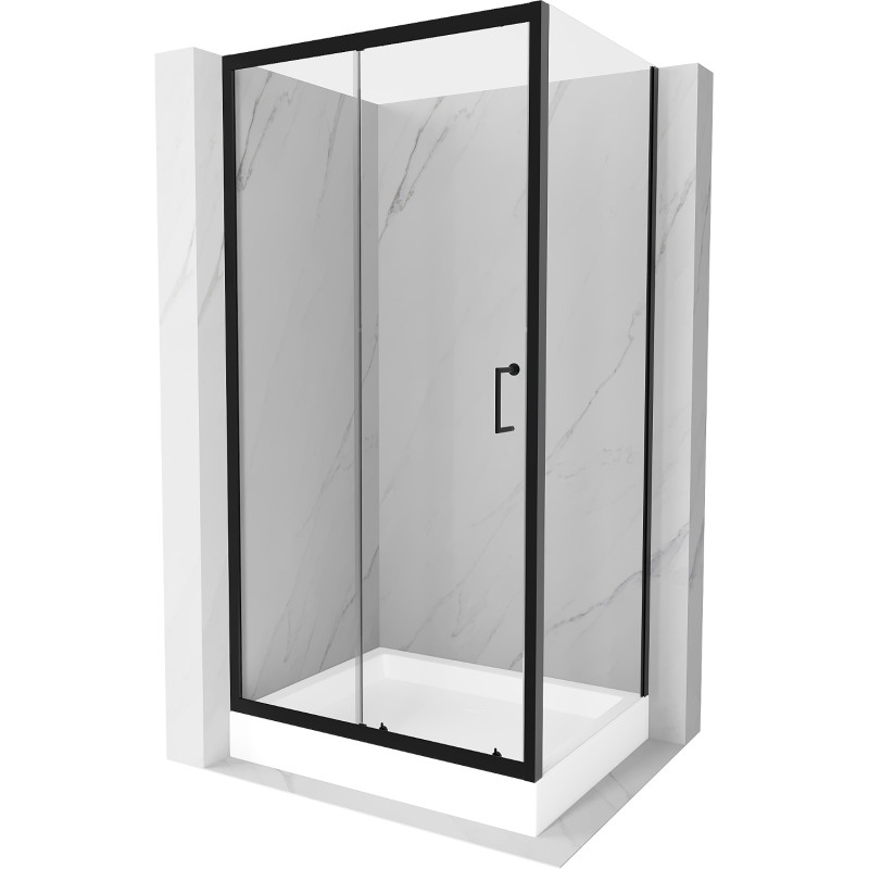 Mexen Apia плъзгаща се душ кабина 100 x 80 см, прозрачна, черна + корито Рио