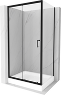 Mexen Apia плъзгаща се душ кабина 100 x 80 см, прозрачна, черна + корито Рио