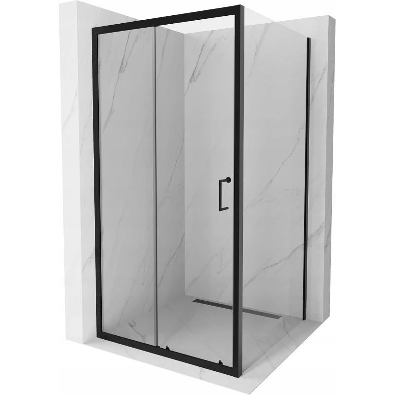 Mexen Apia душ кабина разтегателна 90 x 90 см, прозрачна, черна - 840-090-090-70-00