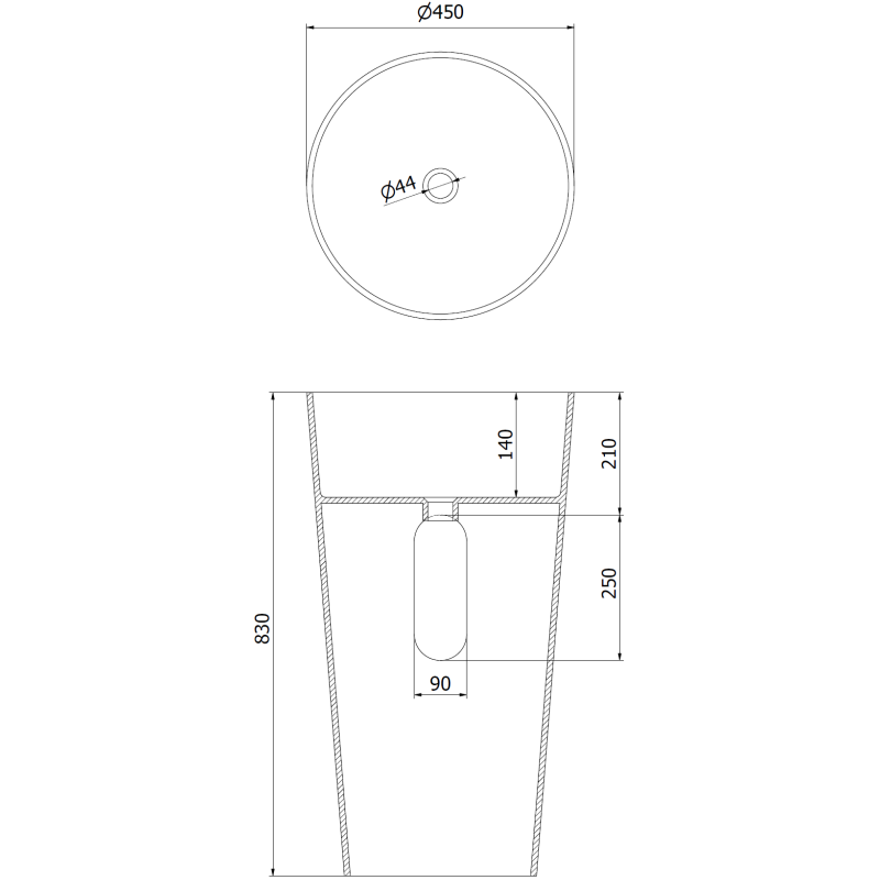 Mexen Onyx-01 свободно стояща мивка от конгломерат 45 x 45 см, бяла мат - 26524500
