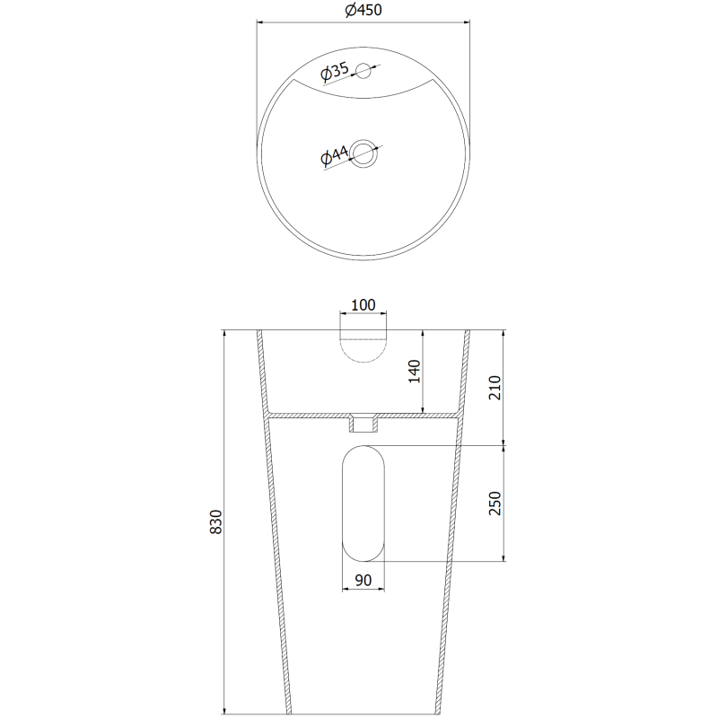 Mexen Onyx-02 свободностояща мивка от конгломерат 45 x 45 cm, бяла мат - 26544500