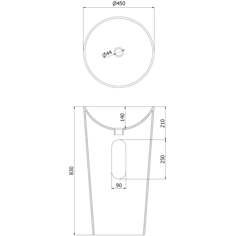 Mexen Onyx-03 свободностояща мивка от конгломерат 45 x 45 см, бял мат - 26534500