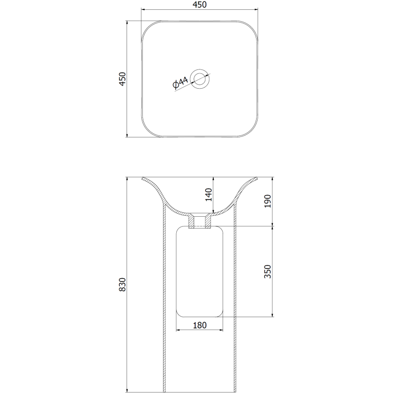 Mexen Ria самостоятелна мивка от конгломерат 45 x 45 см, бял мат - 26584500