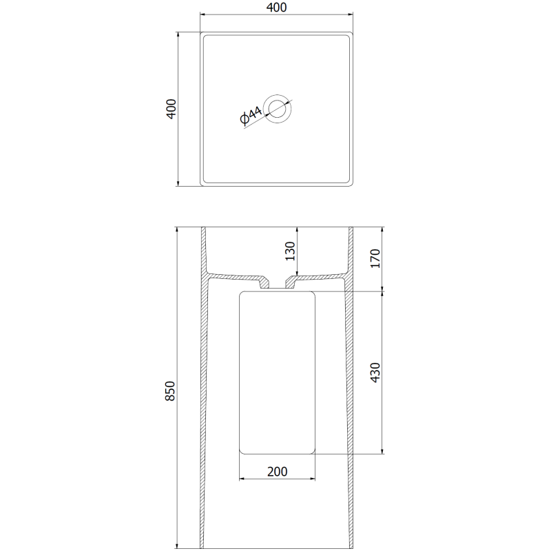 Mexen Xola-1 свободностояща мивка от конгломерат 40 x 40 cm, бяла мат - 26594000