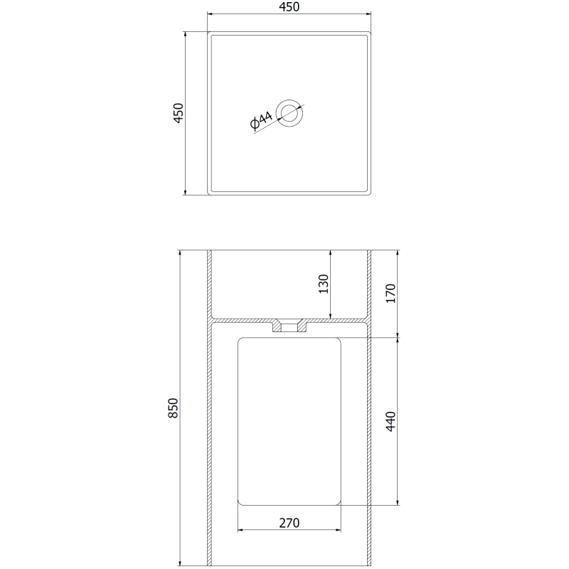 Mexen Xola-2 свободностояща мивка от конгломерат 45 x 45 см, бяла матова - 26594500