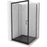 Mexen Apia плъзгаща се душ кабина 100 x 100 см, прозрачна, черна + душ тава Flat,