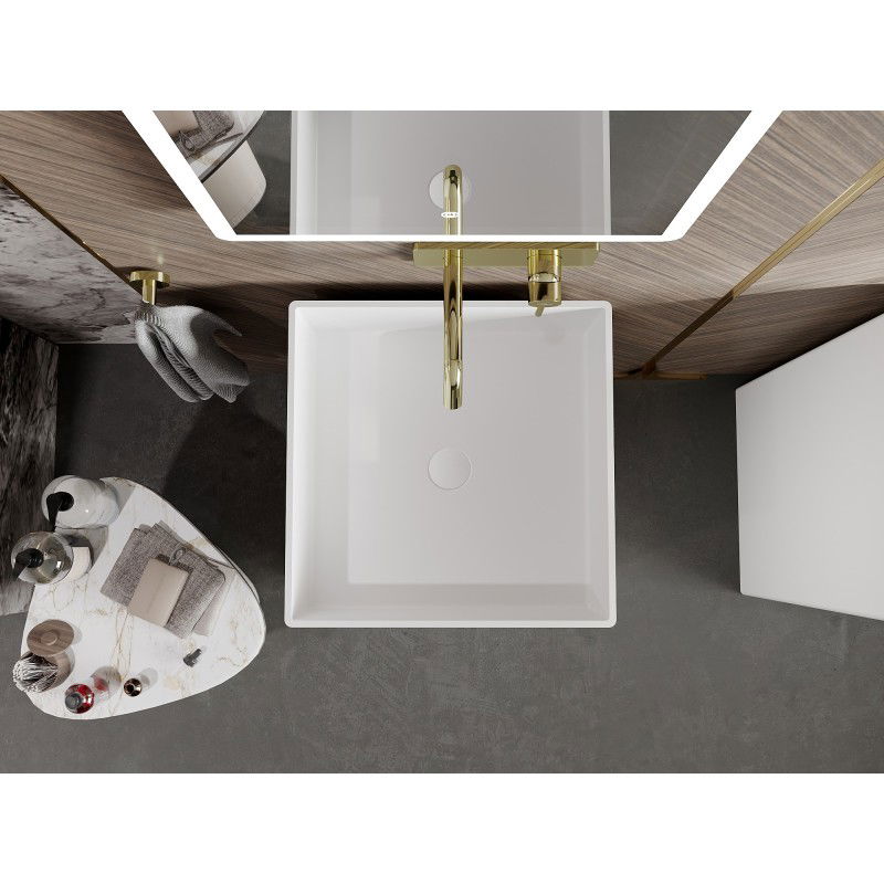 Mexen Xola-2 свободностояща мивка от конгломерат 45 x 45 см, бяла матова - 26594500