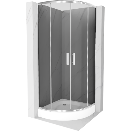 Mexen Rio полукръгла душ кабина 70 x 70 см, графит, хром + поддушово корито ,