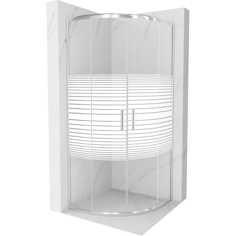 Мексен Рио душ кабина полукръгла 90 x 90 см, райета, хром - 863-090-090-01-20