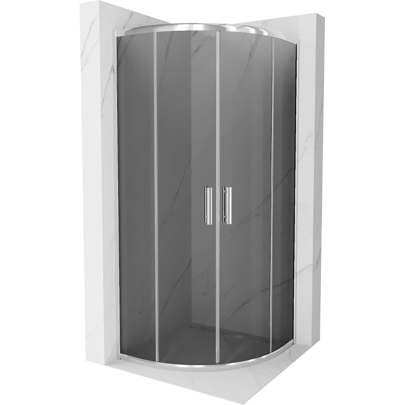 Мексен Рио кабина за душ полукръгла 90 x 90 см, графит, хром - 863-090-090-01-40