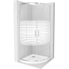 Mexen Rio полукръгла душ кабина 80 x 80 см, бели ивици, хром + корито Flat, бял - 863-080-080-01-20-4110