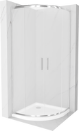 Mexen Rio полукръгла душ кабина 90 x 90 cm, матирано, хром + поддушово корито Flat, бял - 863-090-090-01-30-4110