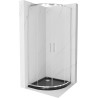 Mexen Rio полукръгла душ кабина 80 x 80 см, прозрачна, хром + корито Flat, черно