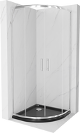 Мексен Рио душ кабина полукръгла 90 x 90 см, прозрачен, хром + поддън Flat, черен - 863-090-090-01-00-4170