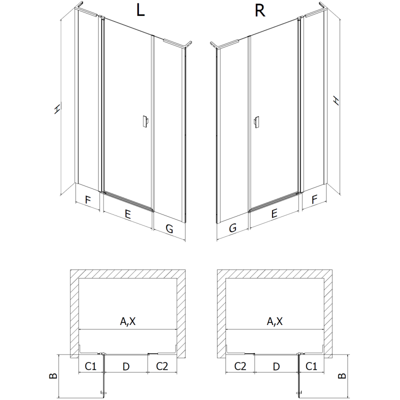 Mexen Mist L люлееща се врата за душ 160 см, прозрачна, черна - 8A4L-160-001-70-00
