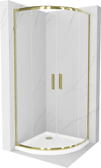 Mexen Rio душ кабина полукръгла 80 x 80 см, прозрачна, златна + прозорец Flat, бял - 863-080-080-50-00-4110G