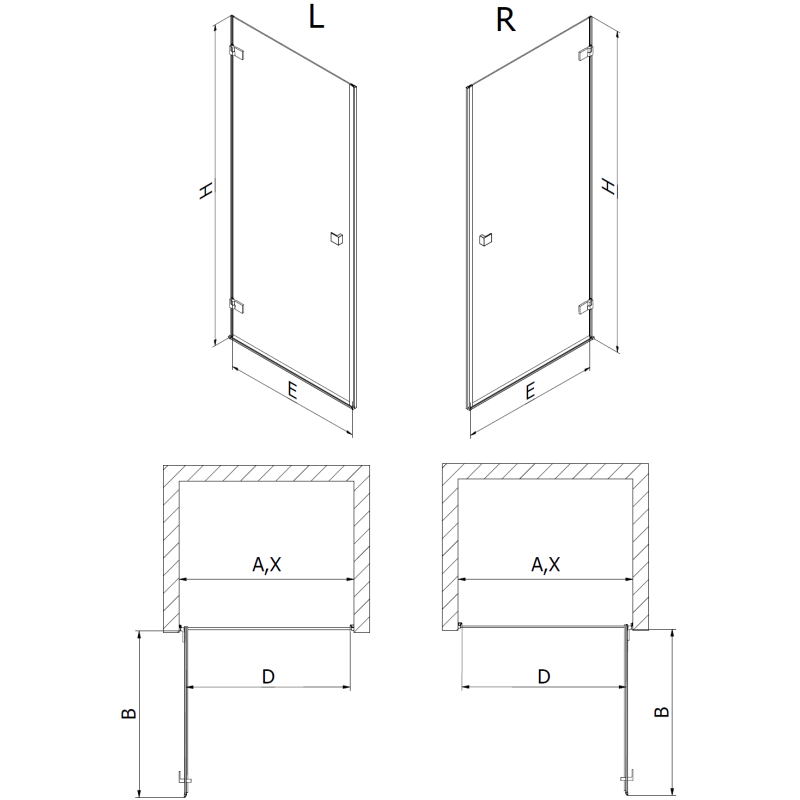Mexen Lunar-B врата за душ панти дясно 60 см, прозрачен, матиран никел - 832-060-000-97-00-P