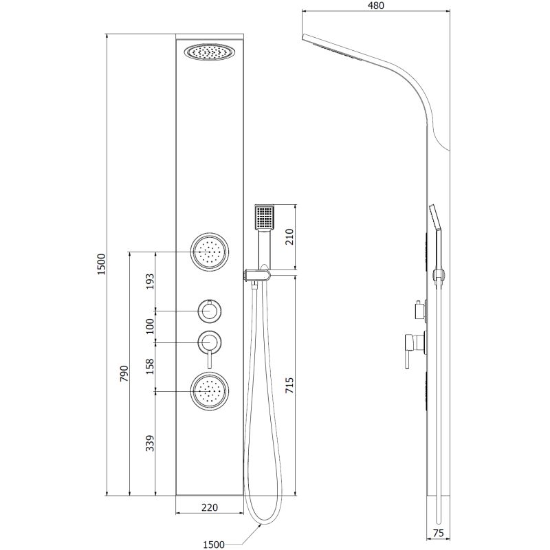 Mexen Gros душ панел, хром - 7619-03-00