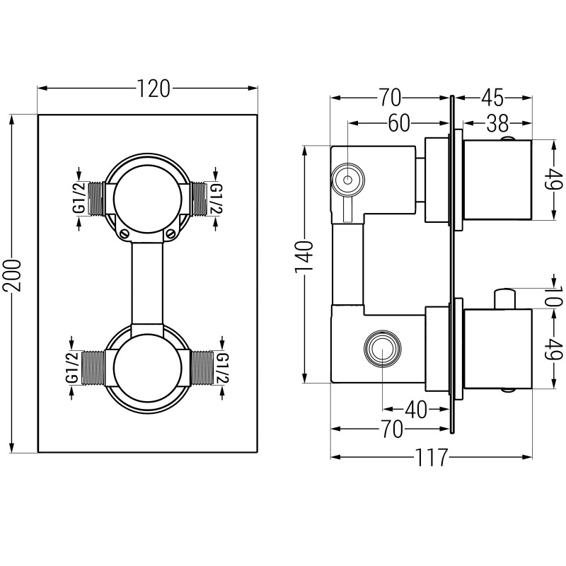 Mexen Cube DR02 вграден душ комплект с душ глава 30 см, четкано сиво - 77502DR0230-66
