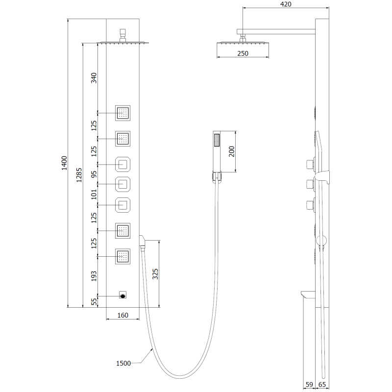 Mexen Orco панел за душ, хром - 7607-03-00