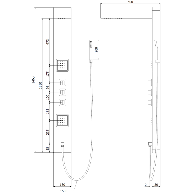 Mexen Savio вградена душ система, хром - 7605-03-00