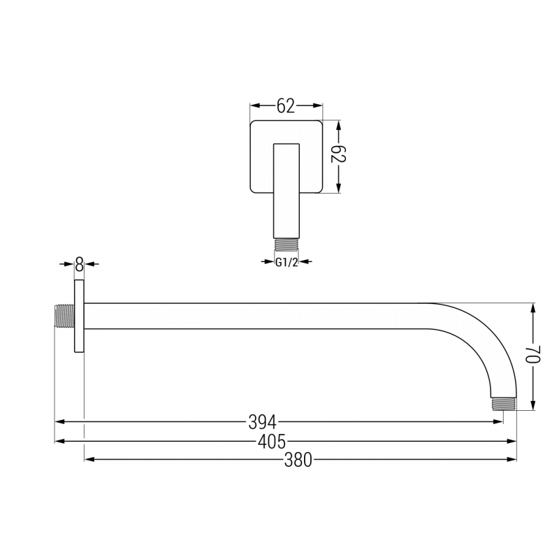 Mexen стенна душова рамо 38 cm хром - 79113-00