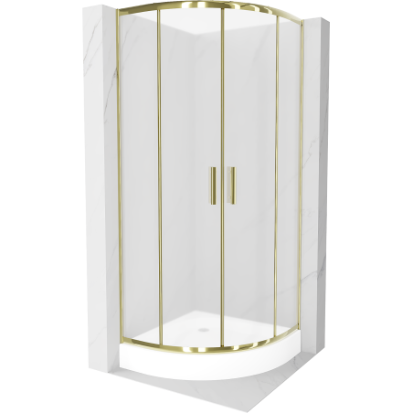 Mexen Rio полукръгла душ кабина 90 x 90 см, мраз, злато + корито, бяло