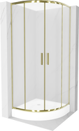 Mexen Rio полукръгла душ кабина 90 x 90 см, мраз, злато + корито, бяло