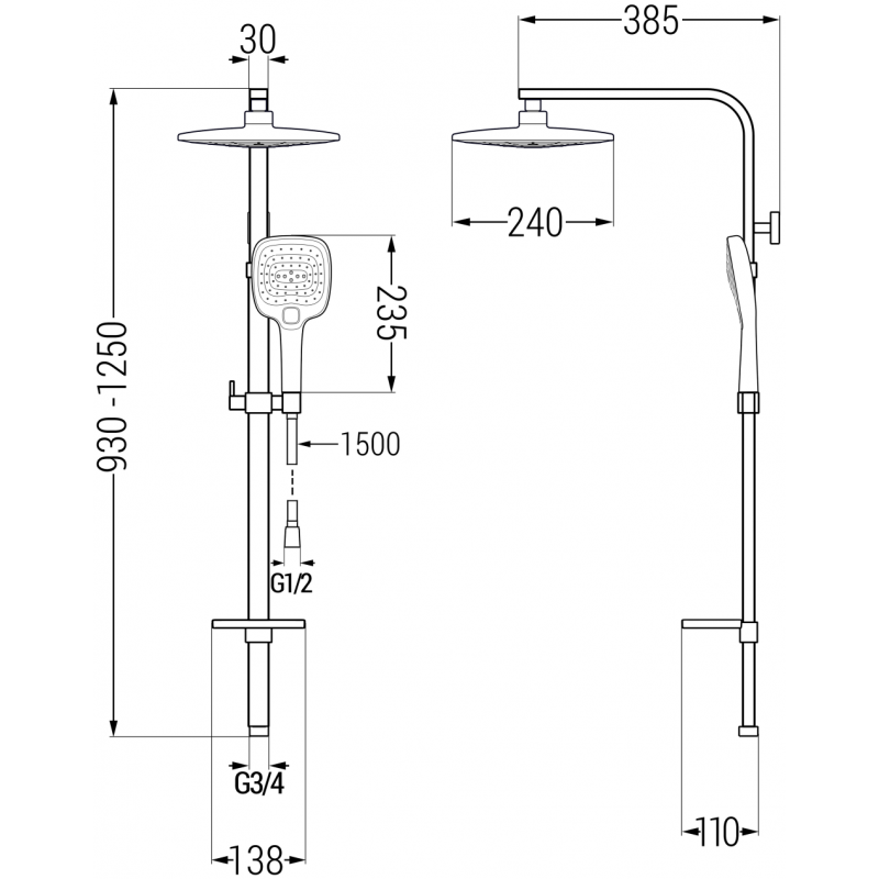 Mexen Q17 душ колона, хром/бял - 798171795-02