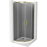 Mexen Rio полукръгла душ кабина 90 x 90 см, графит, злато + корито Flat, бяло
