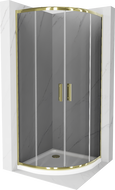 Mexen Rio полукръгла душ кабина 90 x 90 см, графит, злато + корито Flat, бяло